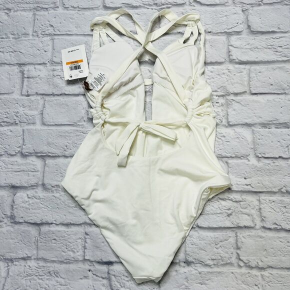 BECCA by Rebecca Virtue Skylar Plunge One Piece Swimsuit Size S Ivory White New - Picture 5 of 6